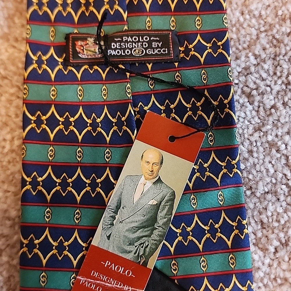 Gucci Paolo Mens Tie Blue, Gold, Green - Picture 6 of 10
